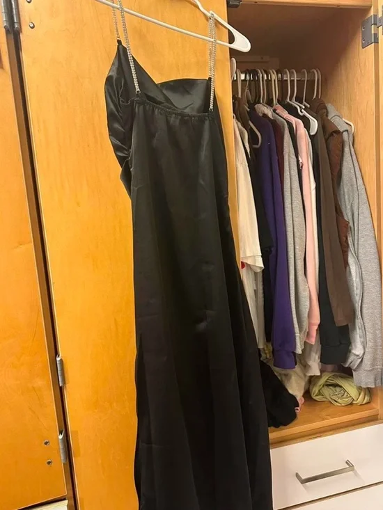 Papermoon Black Midi Slip Dress with Beaded Straps - Picture 3 of 4